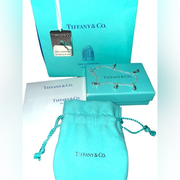 TIFFANY & Co. Silver Elsa Peretti 5 Teardrop Bracelet Full Inclusion - Picture 3 of 13